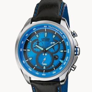 Citizen Eco-Drive WDR Chronograph Watch Black & Blue #AT2180-00L